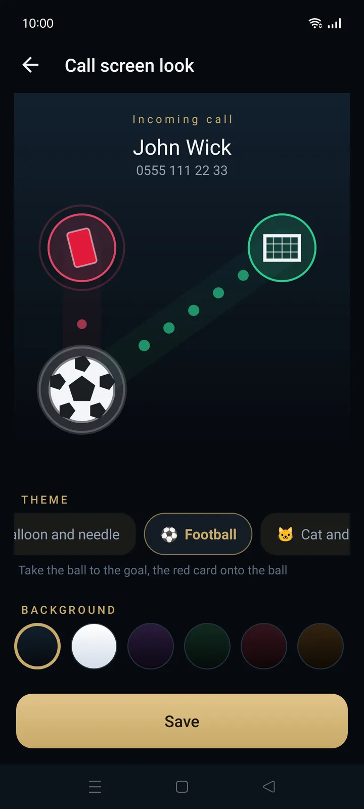Football theme: a ball, a goal and a red card.